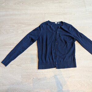 GAP Women's Navy Blue Button-Up Cardigan Sweater Preppy Soft Old Money